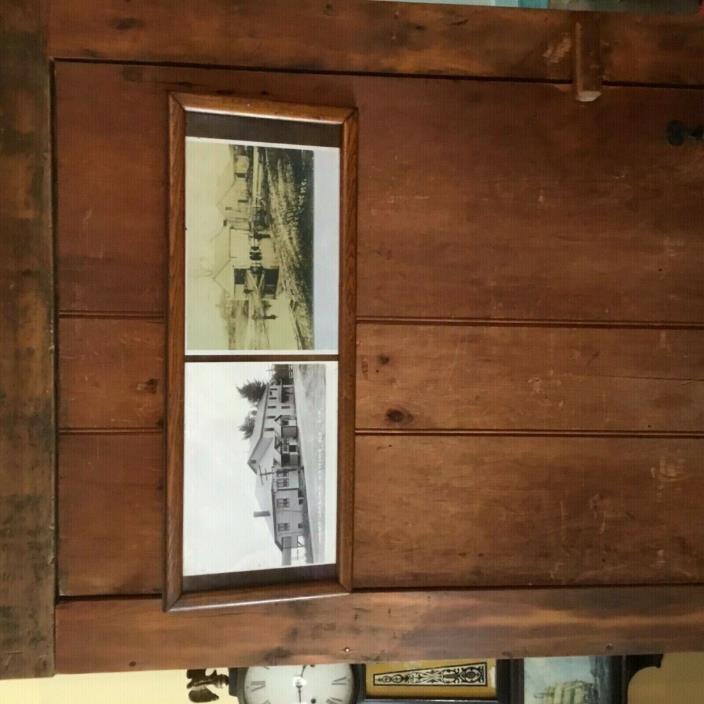 Antique Oak Wood Eastlake Picture / Art frame 26x10 wavy glass