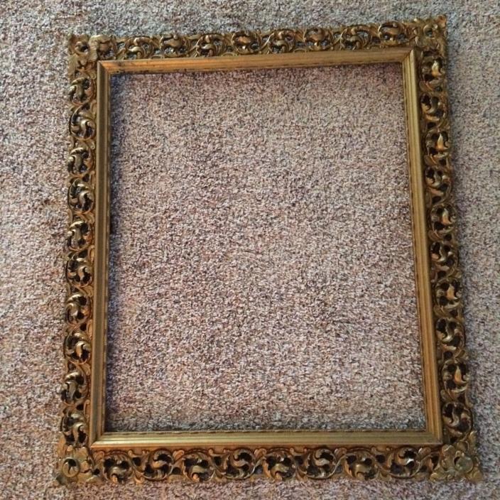 Antique Gesso Type Wood Picture Gold Art Frame Shabby Vintage 29