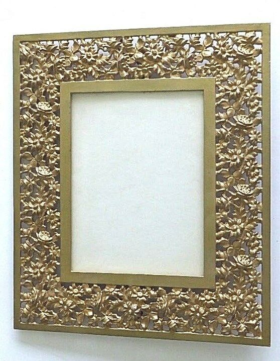 Antique B&H Art Nouveau cast iron bronze Lge picture photo mirror 16 x 14