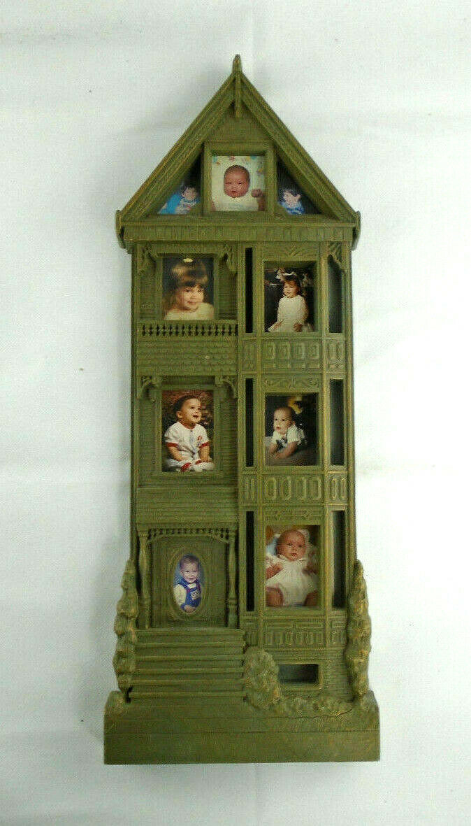 Vintage Town House Picture Frame 1980s Plastic Resin Unique Green