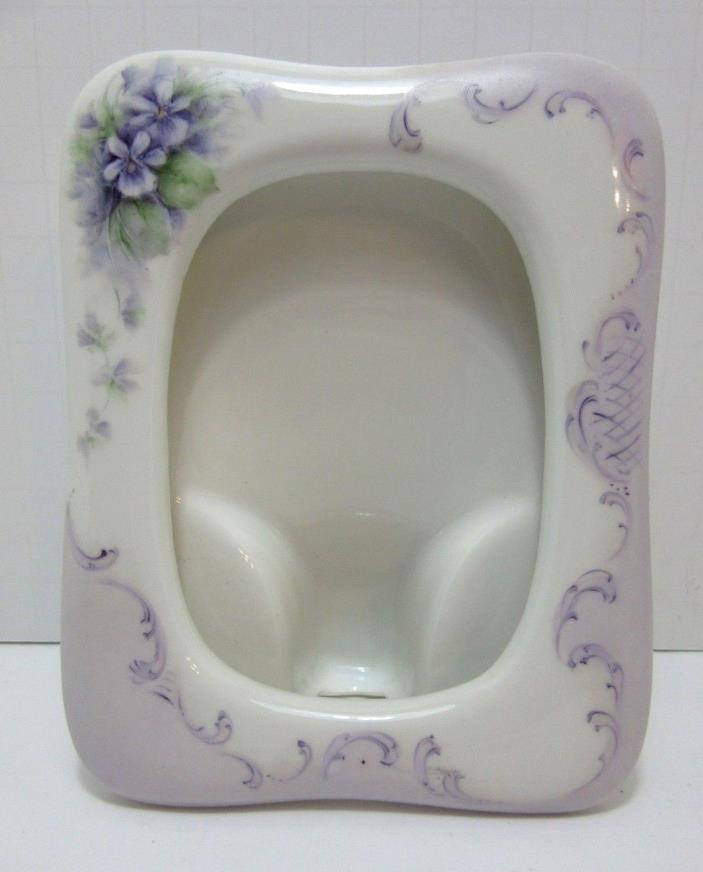 Antique Style Purple Floral Porcelain Photo Picture Desktop Display Frame