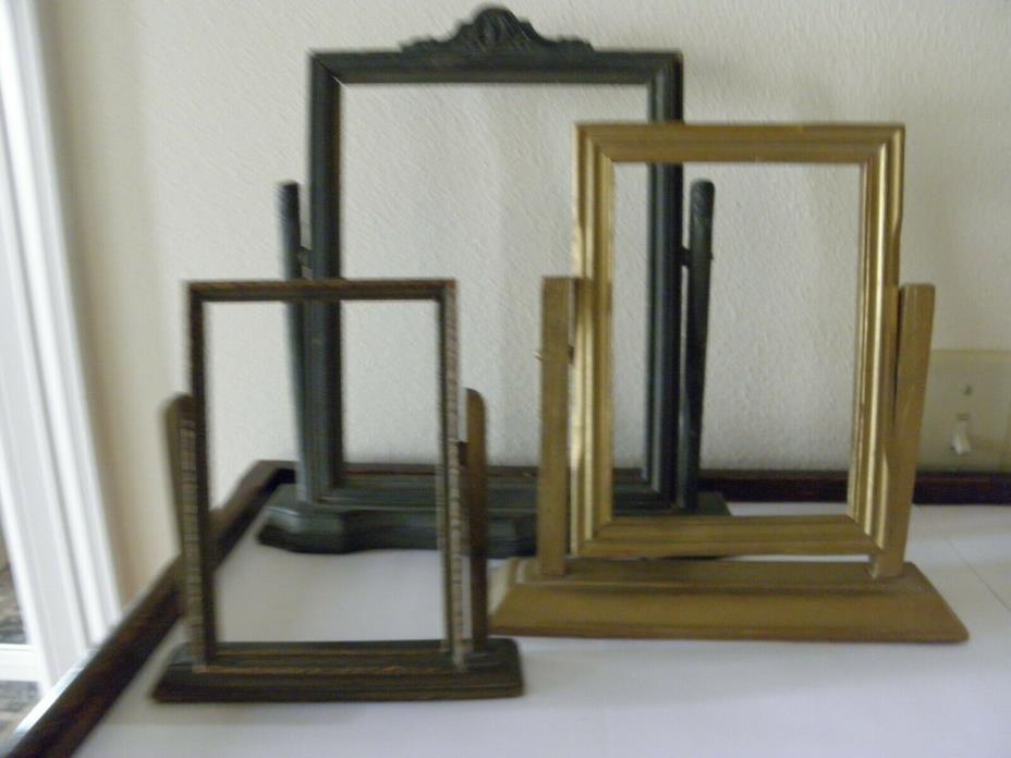 Lot of 3 Vintage Swing/Tilt Tabletop Picture Frames 4x6 -- 5x7 -- 7x9