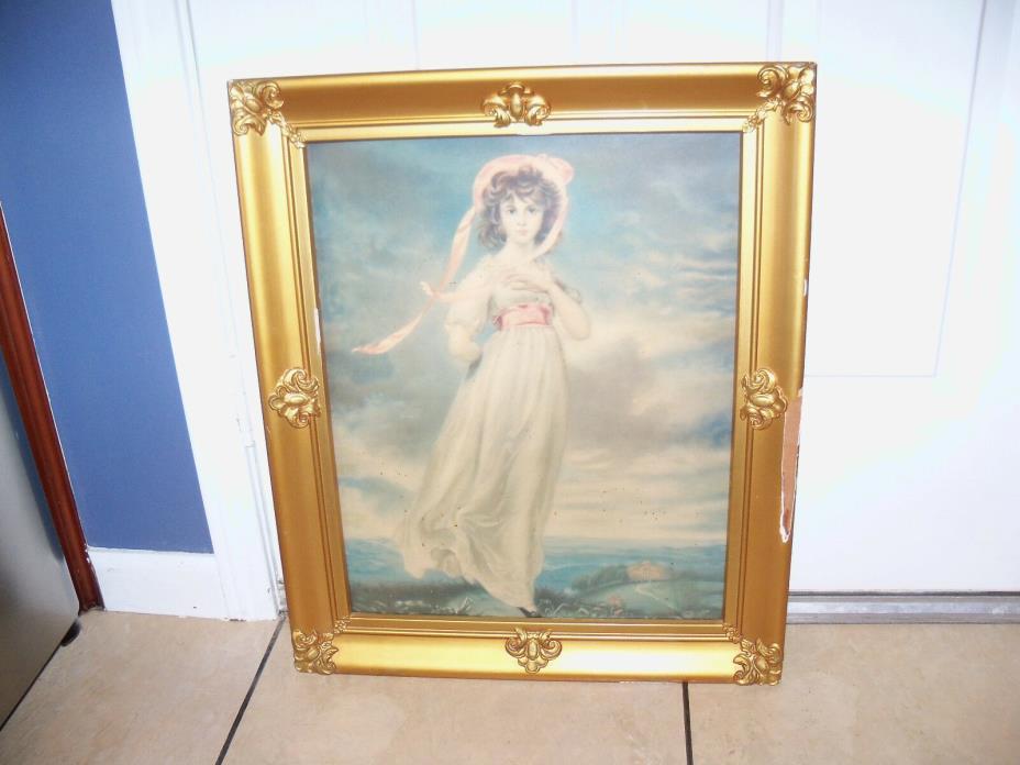 VINTAGE GOLD FRAMED PINKIE PRINTS 24 1/4 X 20 1/4