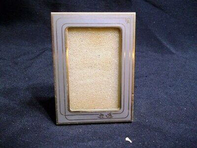 Vintage Gold Tone Metal 2.5x3.5  Picture Frame - Glass Included Attached Easel