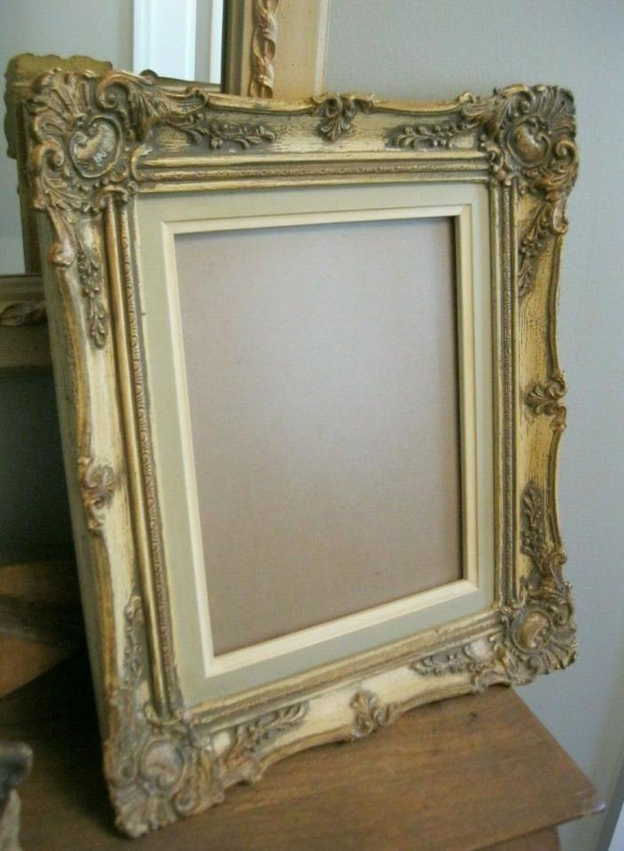 Antique Old Pair Gilt Painted Gesso Ornate French Frames Shabby Barbola Cream