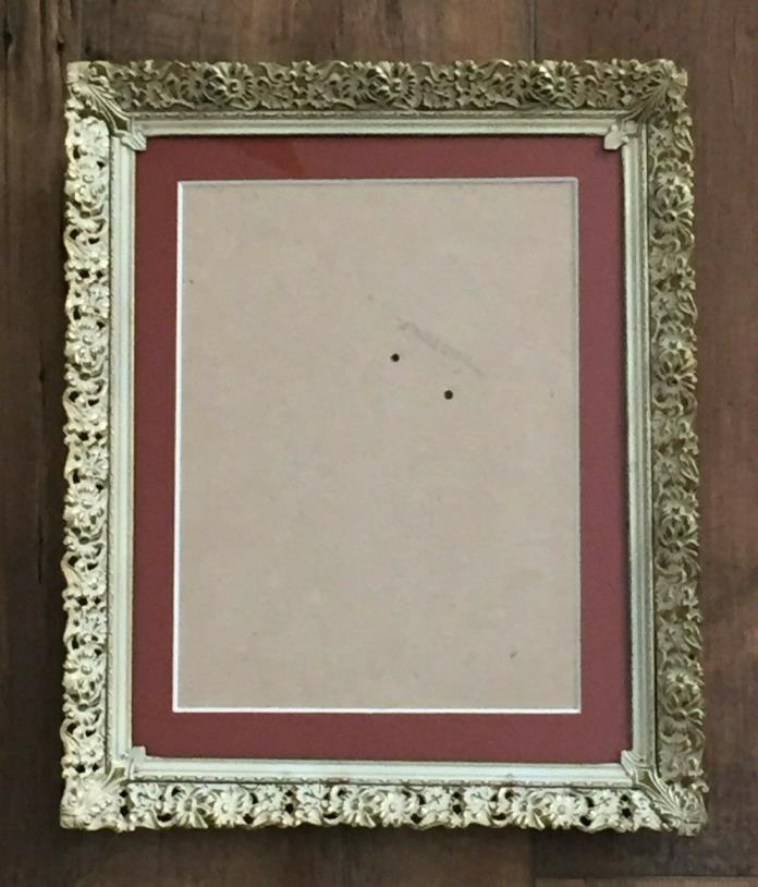 Vintage Antique White Painted Brass Filigree Photo/Picture Frame