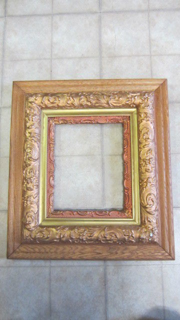 Antique Wood Edge & Ornate Composition / Gesso Frame, 19 3/4 x 17 3/4 in. (MD)