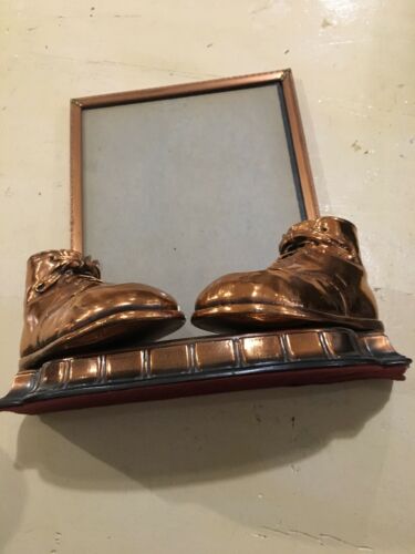 Vintage Bronze Art Deco Baby Shoes And Removable Frame: 8X10