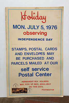1976 Bicentennial Philadelphia Post Office Holiday Observance Poster 14x22