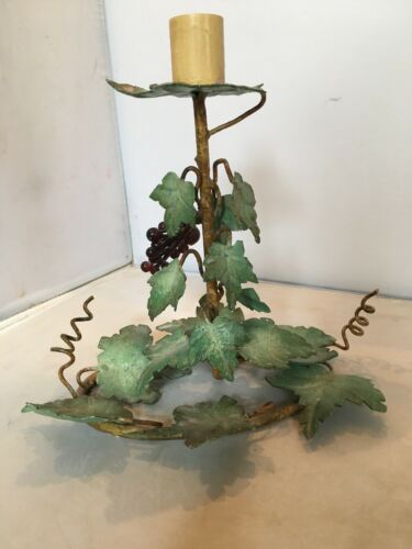 Vintage Italian Chic Tole Candle Holder / Candlestick/w/Grapes