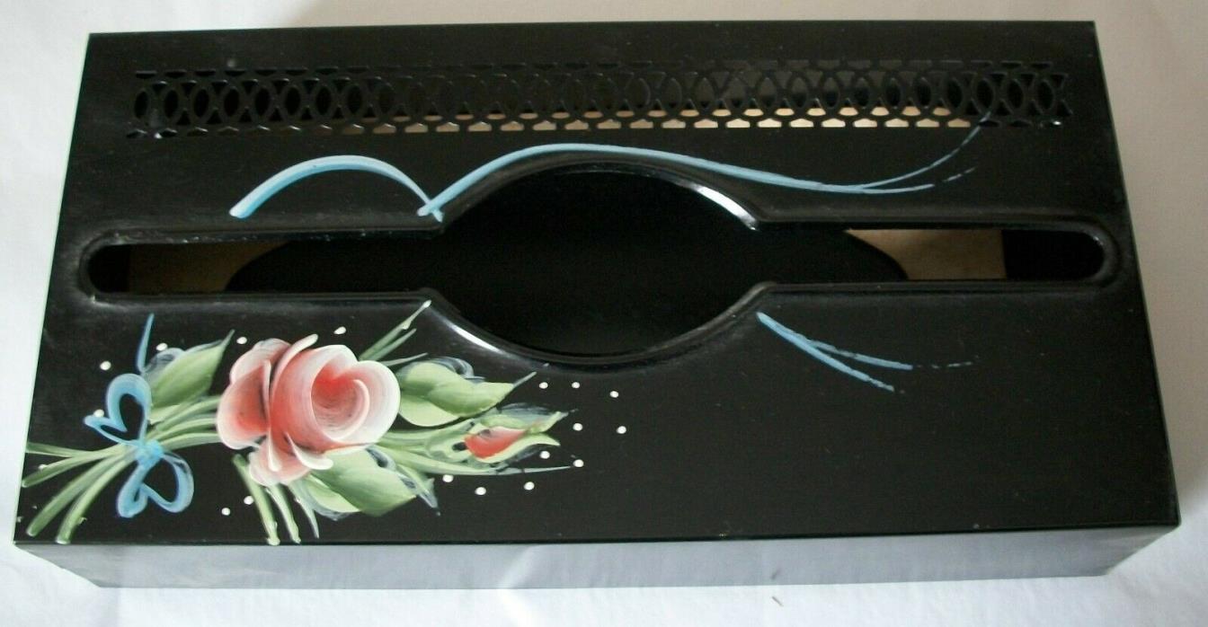 Vintage Black Tole Painted Metal Kleenex Box