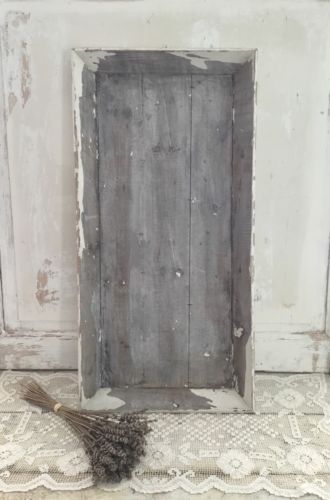 Large Antique Chippy White & Grey Painted Wooden Tray