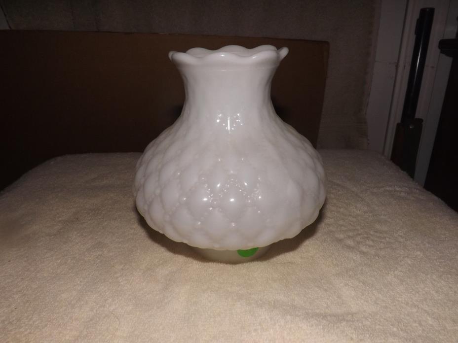 Vintage White Quilted Fancy Glass Globe Diffuser Shade Chimney