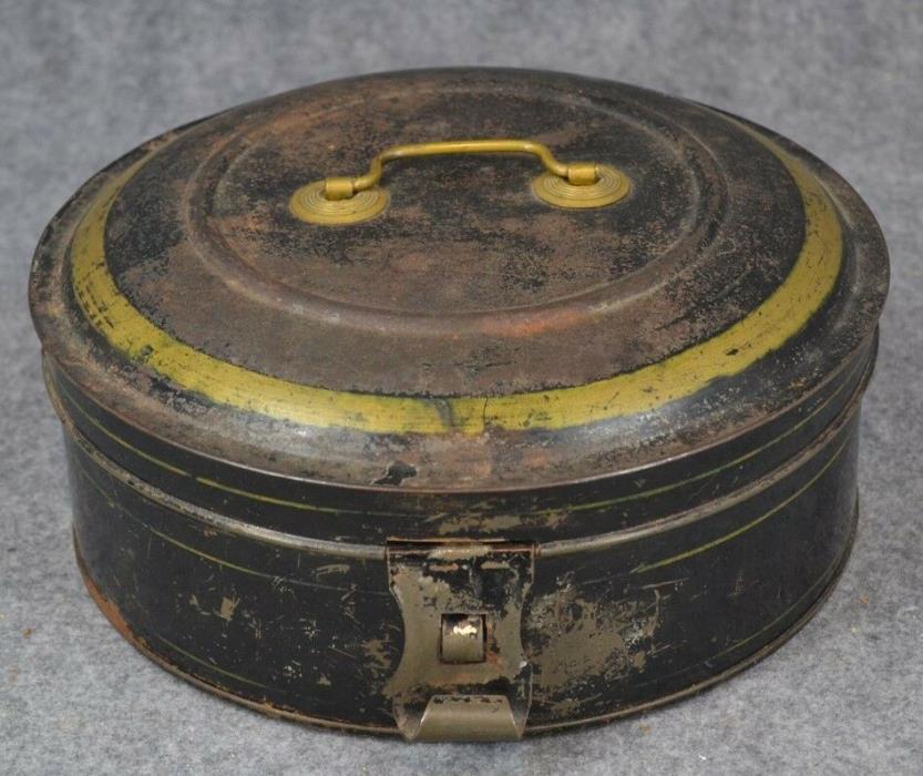 antique tole tin box spice set toleware painted round complete original 1800