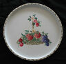 Vintage Hand Painted FRUIT Round White TOLE TRAY Plums Grapes Flowers Basket