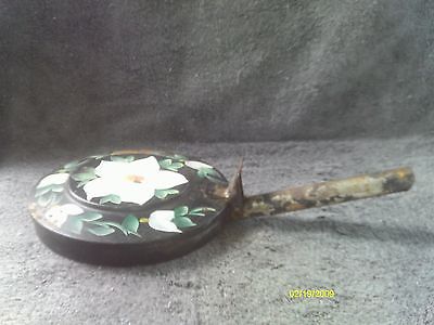 Vintage TOLEWARE SILENT BUTLER Tole Crumb Catcher Pan W/ Hand Painted Flowers