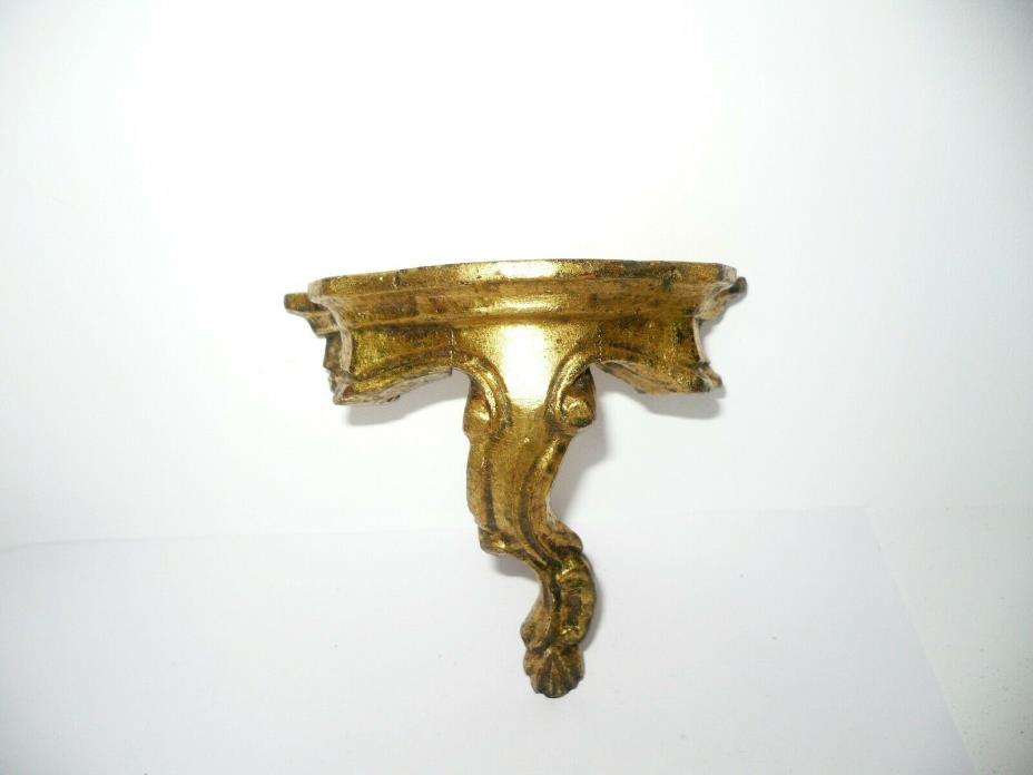 Vintage Italian Florentine Gold Gilt Carved Wood Wall Shelf Sconce Mini Small