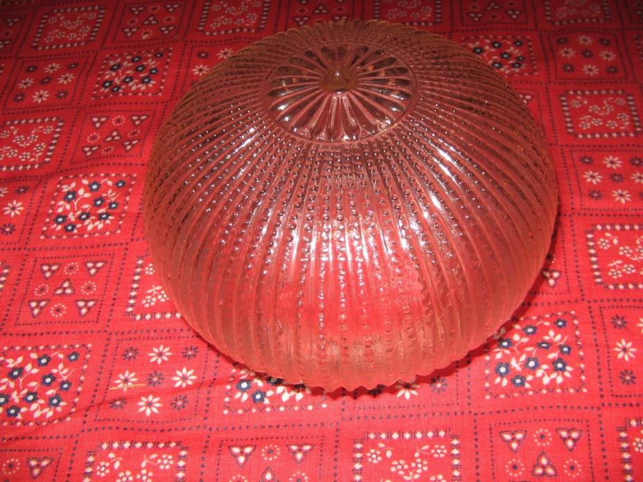 Vintage Mid Century Modern Glass Raised Dot Design Round Globe Ceiling Light