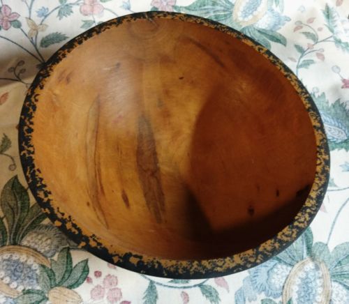 Vintage Turned Wood Dough Bowl w Paint