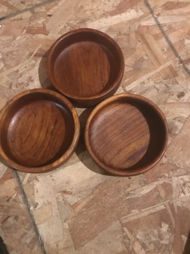 Lot of THREE BOWLS Vintage Wood Bread Dough Salad Bowl Antique Unfinished