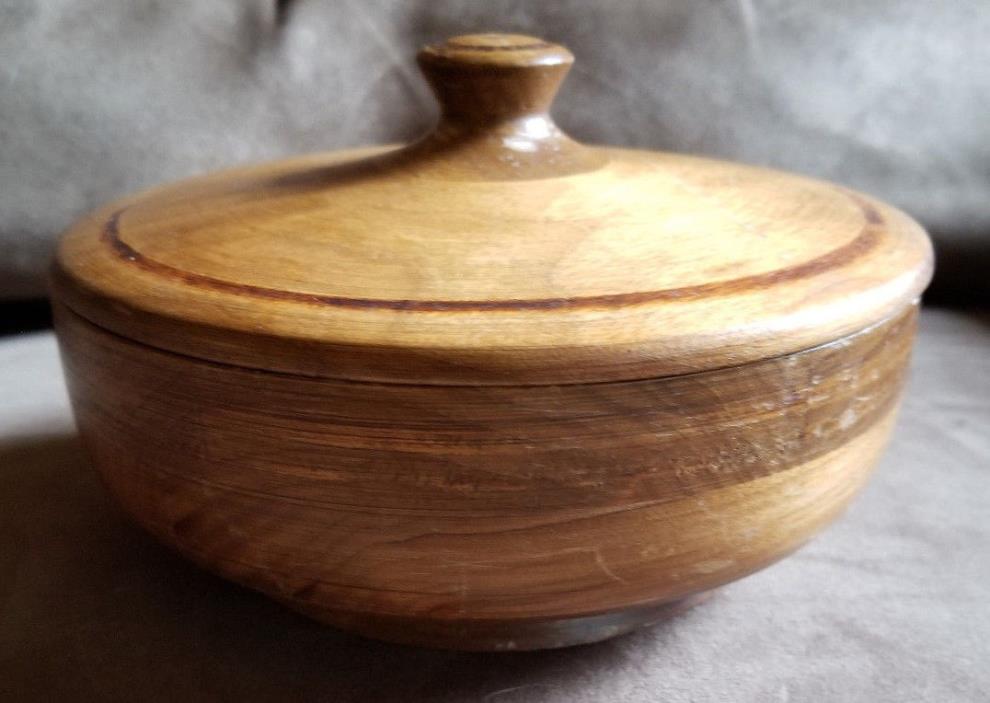 Vintage Hand Turned Wood Bowl with Lid from the Phillipines.