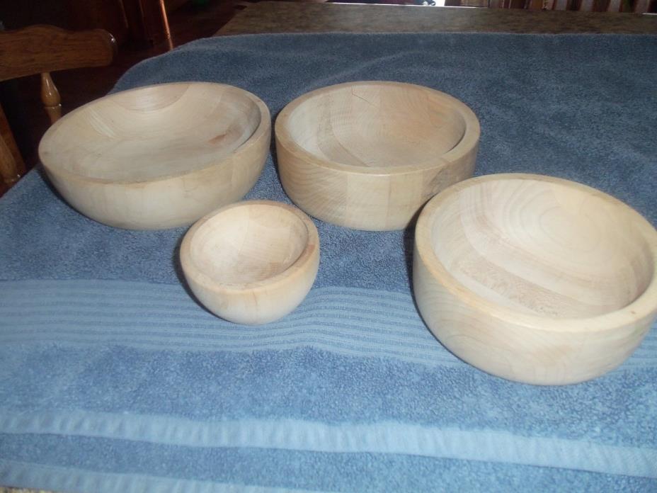 4 pc wooden nesting bowl set--new