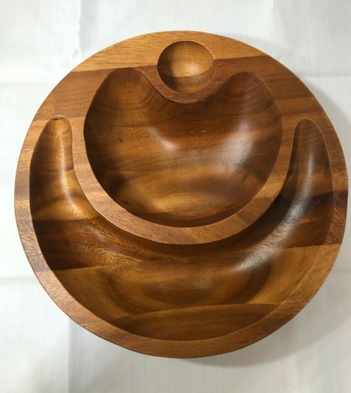 NAMBE WOODEN THREE COMPARTMENT SERVING BOWL / NUT BOWL