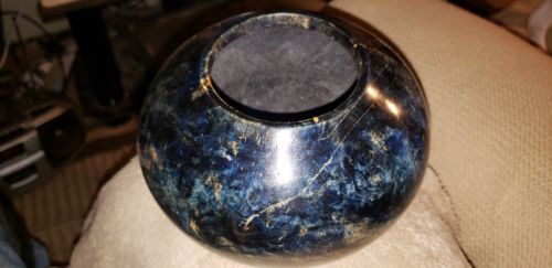 Beautiful unique Hand turned Wood Bowl dyed hand dk indigo