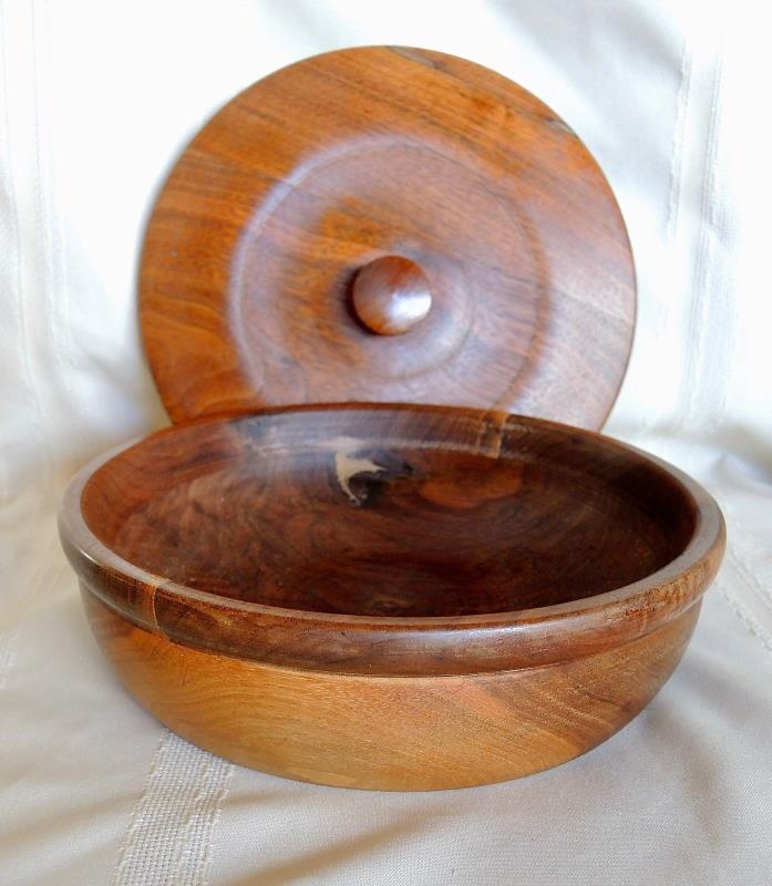 Vintage Wood Bowl With Lid