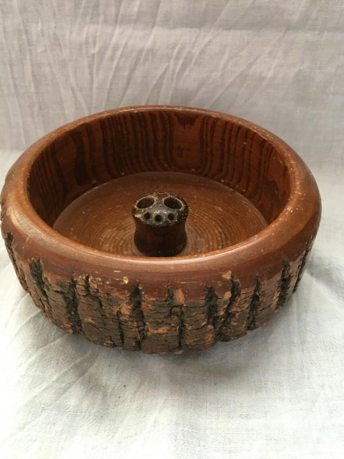 Vintage Tree Bark Wooden Nut Bowl  Rustic Round Log Wood NO TOOLS