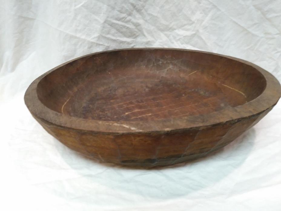 Primitive Heavy Handcrafted Wood Bowl Farmhouse Decor