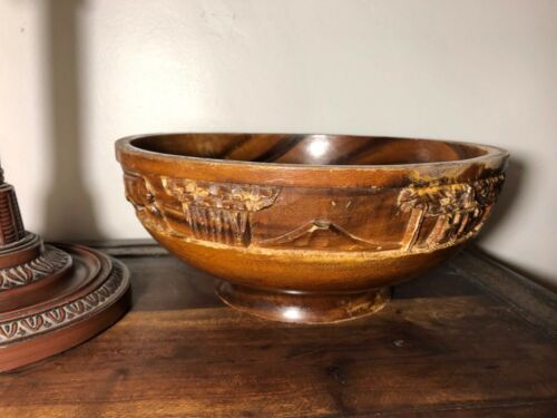 Carved Wood Bowl Vintage 1970