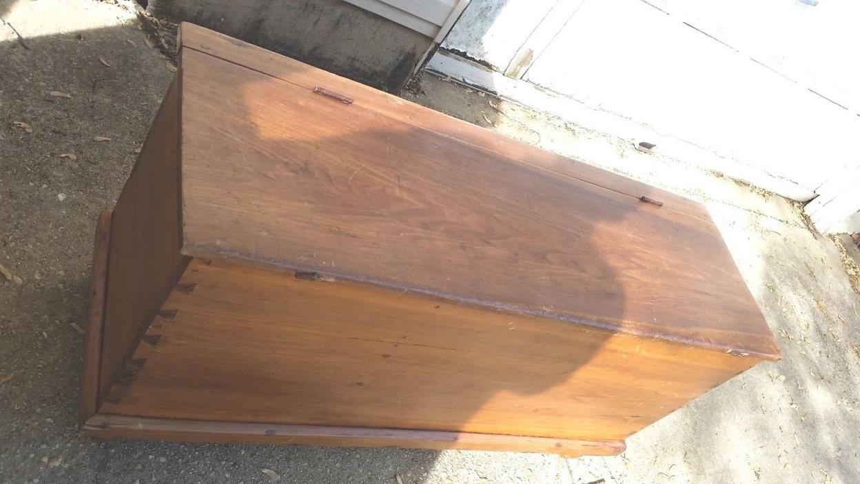ANTIQUE WOOD DOVETAIL BENCH/STORAGE from family estate  49x16x25