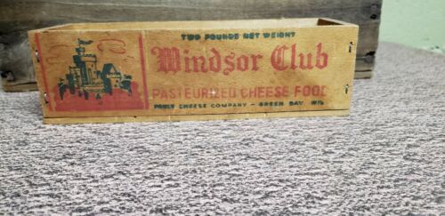 vintage wooden Windsor Club cheese box 2 pound primitive box