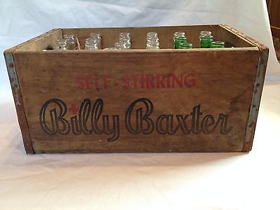 Billy Baxter Wooden Crate + 24 6 oz Bottles w/ Labels ~ 5 Green Ginger Ale ~ HTF