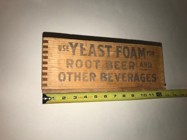 old wood box YEAST FOAM for ROOT BEER Health dovetailed vintage shipping crate