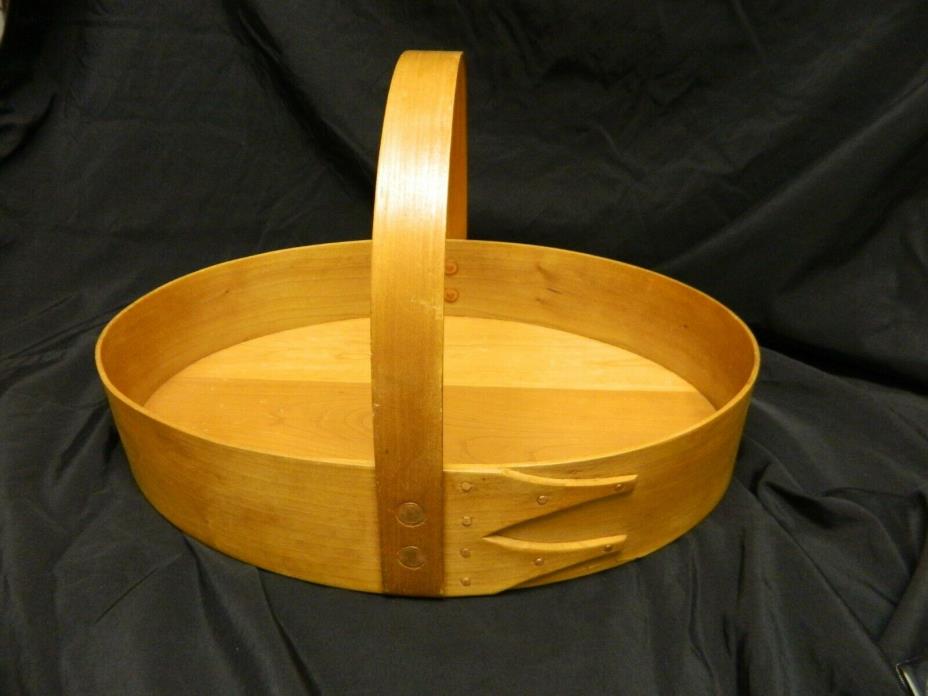 Orleans Carpenters Oval Shaker Carrier Box Finger Lap Handled Cherry Wood Pegs