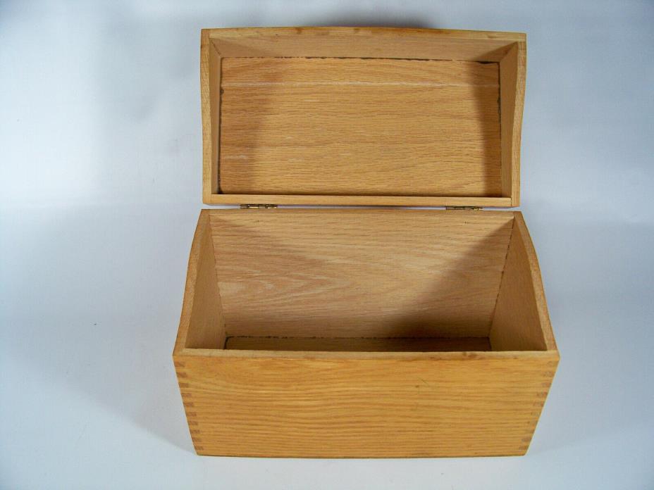 Hedges 458 Card File Recipe Light Oak Wood Vintage Oversized Box Dovetail