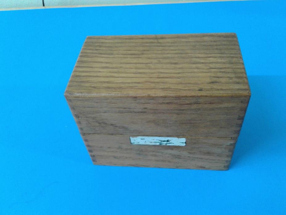 vintage  recipe box, oak dovetail Brass hinges with original recipe cards