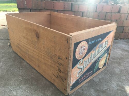 Vintage Wooden Produce Fruit Crate Stadelman’s Pears Box Hood River Oregon Box