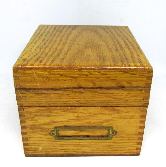 Oak Wood Two Piece Dovetail File Box With Metal Label Holder