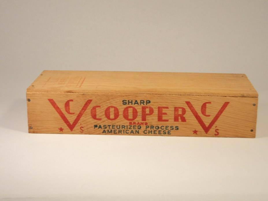 Vintage COOPER 5 lb. AMERICAN SHARP CHEESE WOOD BOX- POPE & SONS PHILA. PA