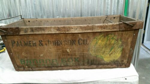 Vintage Palmer & Johnson Banana Crate 1930's Large Wood Box