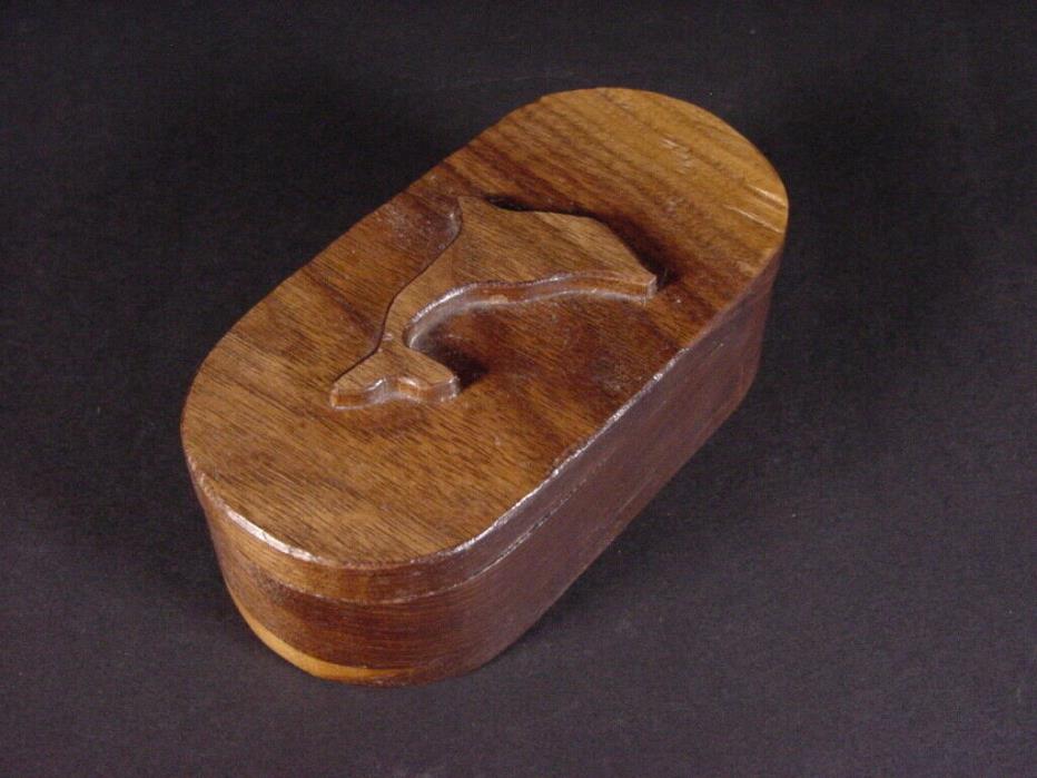 Vintage Whale Design Hand Crafted Wooden Box Ed Schalk Jewelry Trinket Box