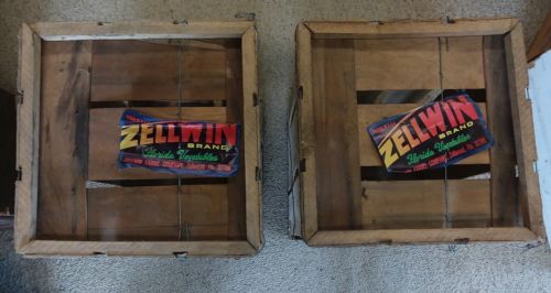 RARE vtg. Set of 2 Zellwin Brand Florida Vegetables Folding Crates, Boxes