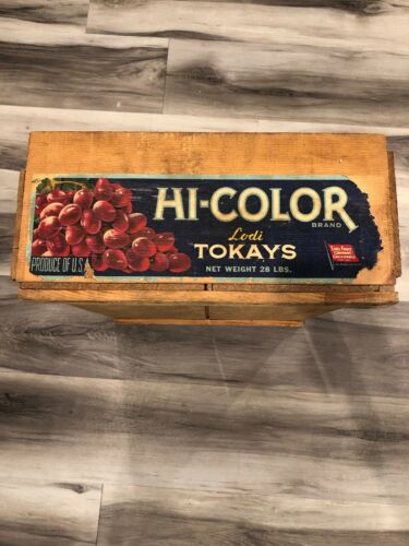 Vintage Earl Fruit Company wooden crate San Francisco C.A. HI-Color Grapes