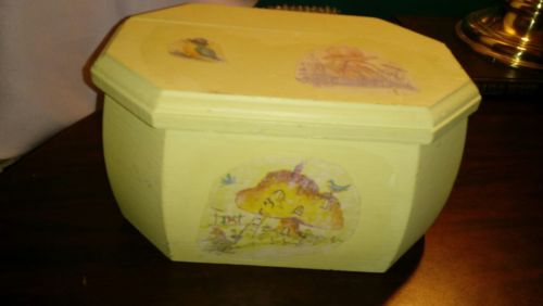 Wooden Box with 8 sides Art Box yellow