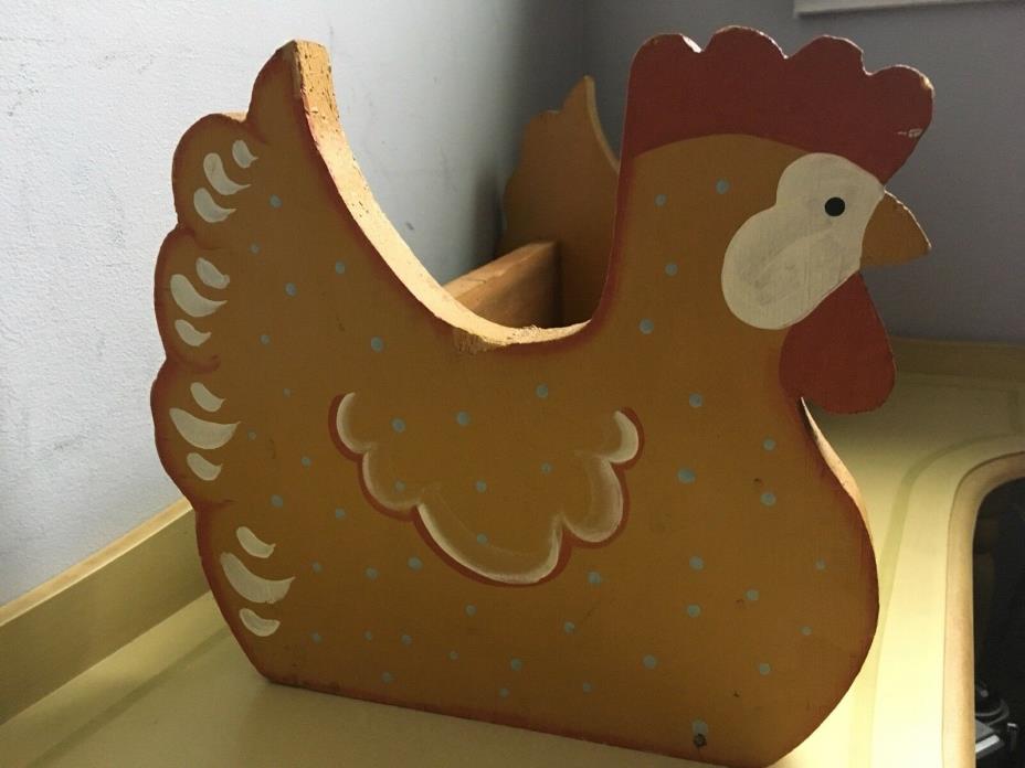 RARE Vintage WOOD Chicken ROOSTER Chicken BOX * Shabby Chic