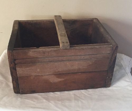 Vintage Solid Wood Crate Box Basket Primitive Handmade Rustic Country