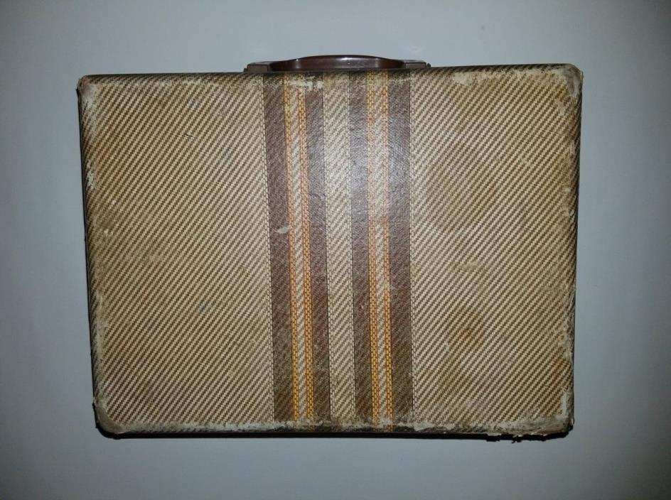 Small Antique Vintage Wood Child's Suitcase/Storage - tan textured cardboard.